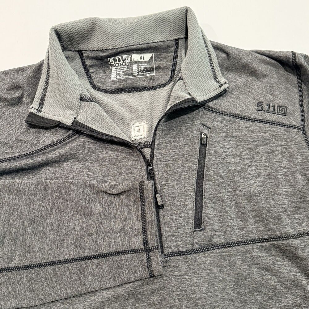 5.11 Tactical Performance Quarter Zip Pullover Mens XL Gray Utility Chest Pocket